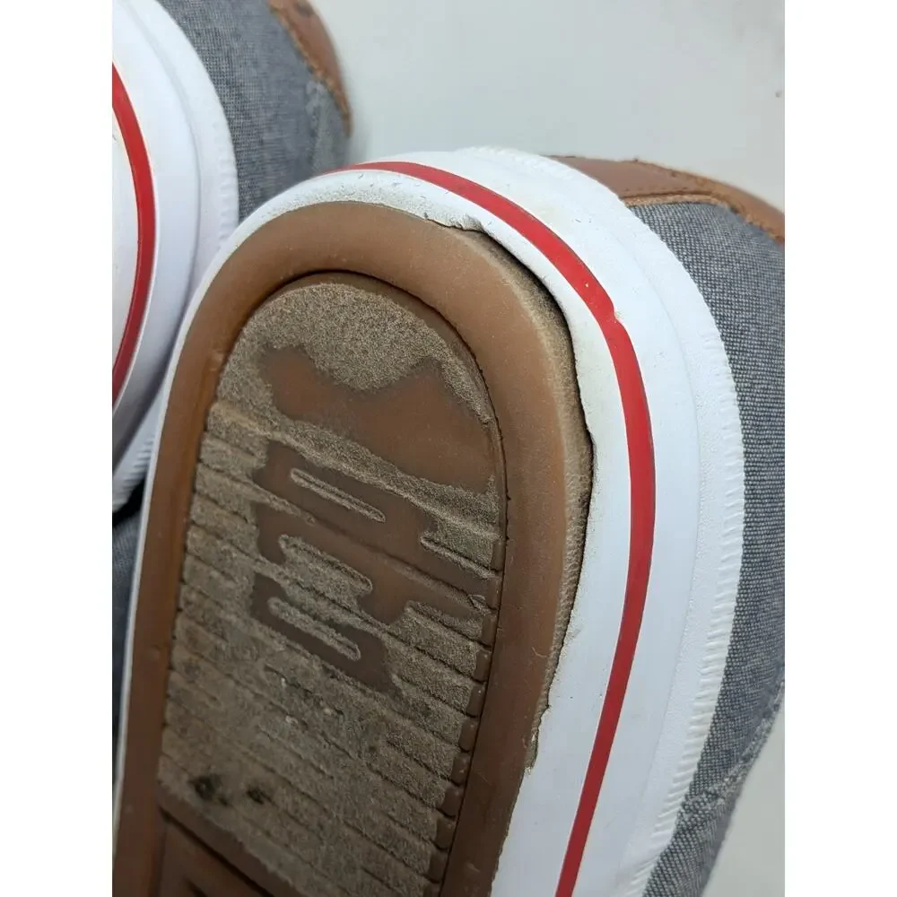 Polo Ralph Lauren Vaughn Canvas Sneaker Gray Lace Up Casual Shoes 14D Leather